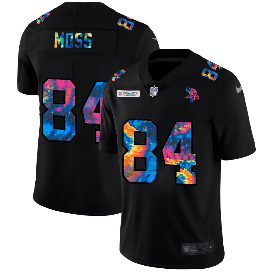 NFL Minnesota Vikings 84 Randy Moss Men Nike MultiColor Black 2020 Crucial Catch Vapor Untouchable Limited Jersey